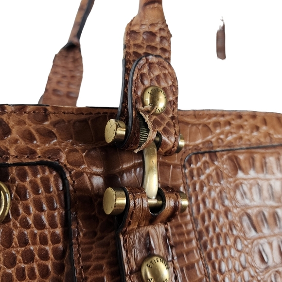 Etienne Aigner brown Crocodile Embossed Leather Handbag Tote Bag Purse - Picture 8 of 16